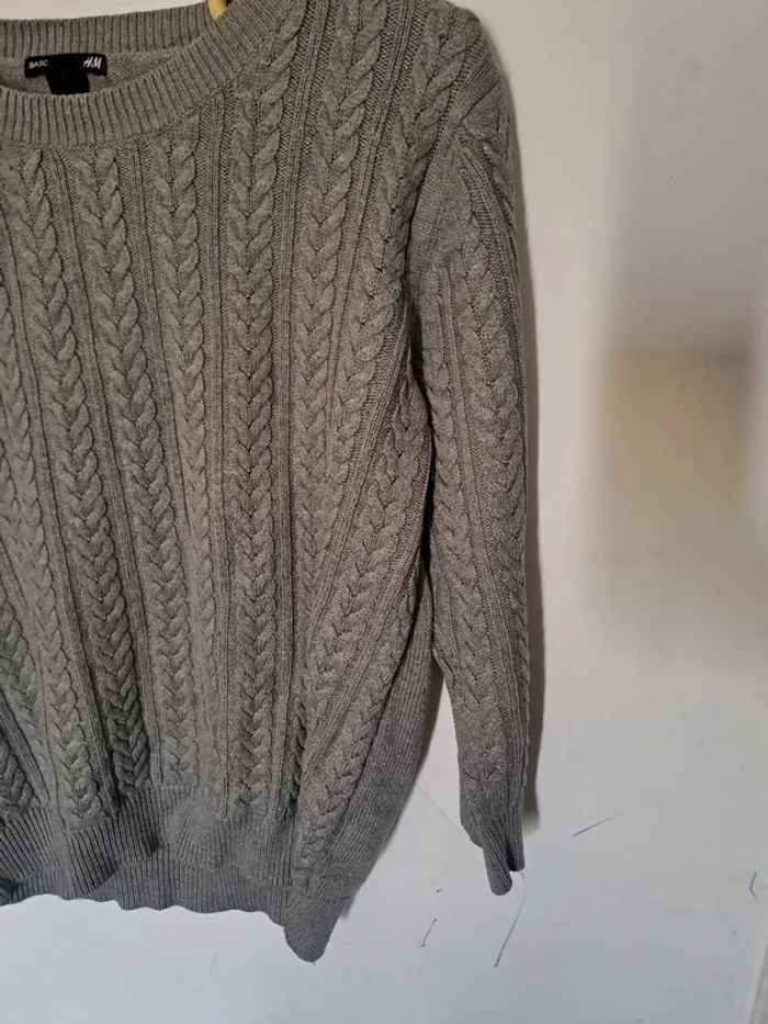 Pull gris tressée H&M Taille L - photo numéro 4