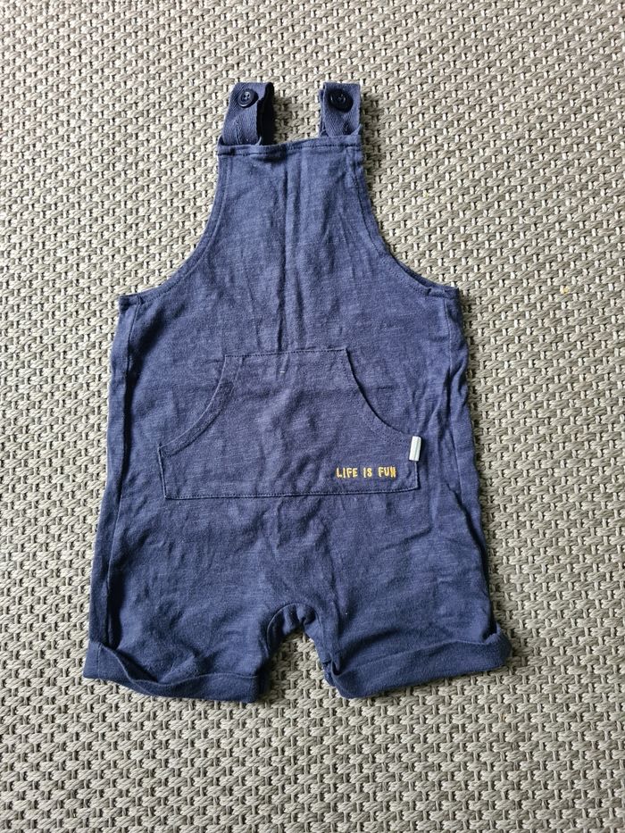 Salopette courte bleue marine "life is fun" - 12 mois - photo numéro 2