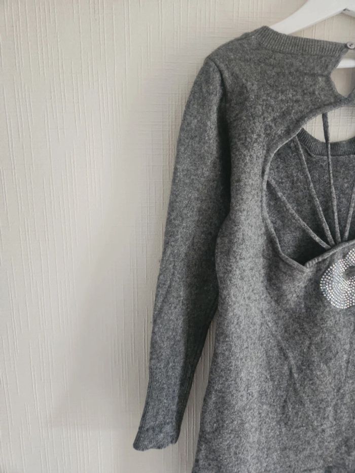 Jolie robe pull Maje gris motif guitare 10 ans - photo numéro 7