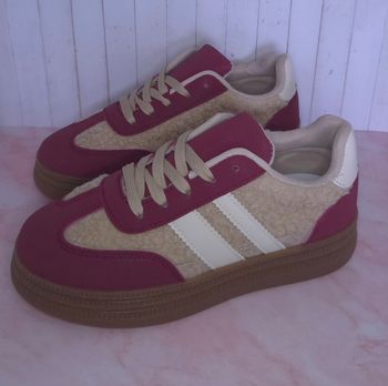 Baskets femmes bordeaux beige moumoute tendances - T.36 - NEUVES 🌟
