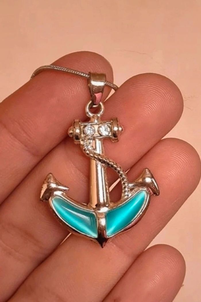 Collier ancre marine bleu - photo numéro 5