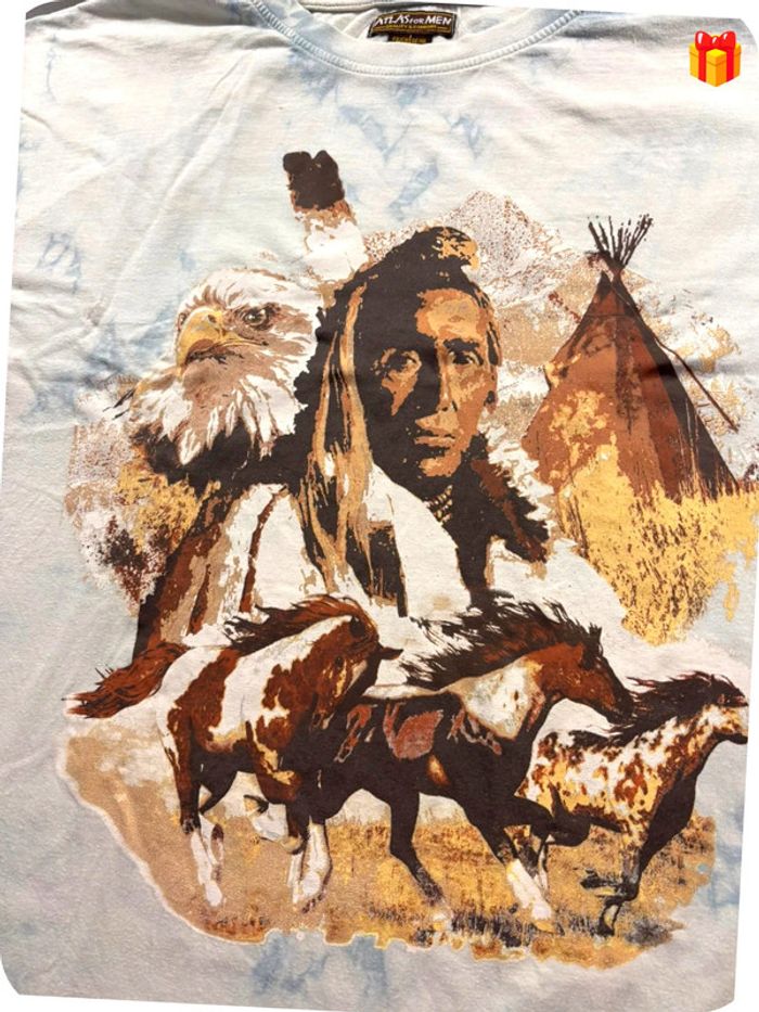 T-shirt Y2K Atlas for Men Dessin Indian Tribe Taille XL - photo numéro 2