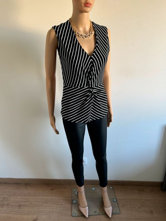 Haut rayé noir et blanc sans manches Morgan taille XS jamais porté - photo numéro 4