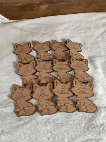 Carte étape bébé en bois renard