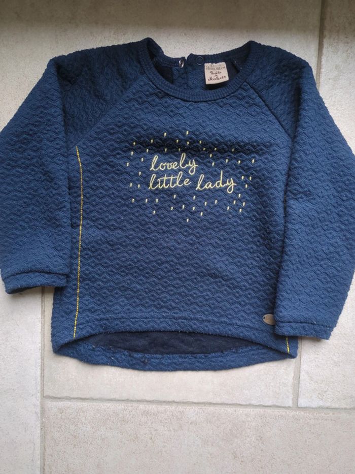 Pull fille bleu et doré 24 mois