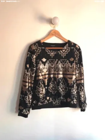 Veste à sequins dorés et noirs No Excuse taille 38