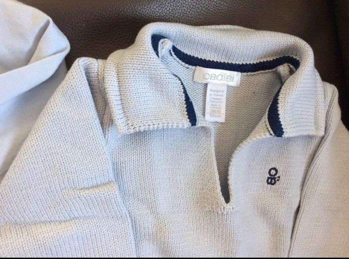 Ensemble Obaibi 3 mois pantalon pull et polo - photo numéro 4