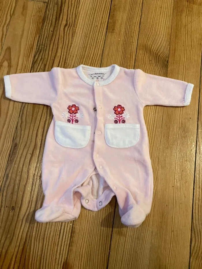 Pyjama velours rose naissance
