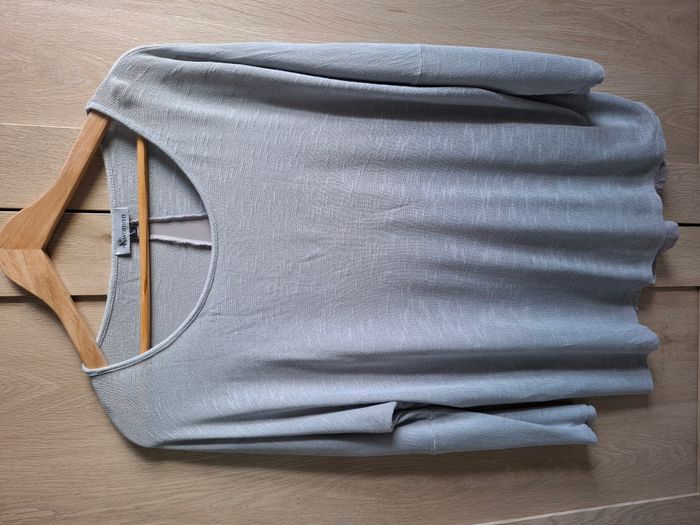 Tee-shirt long gris argenté manches 3/4, K Woman, Taille XL