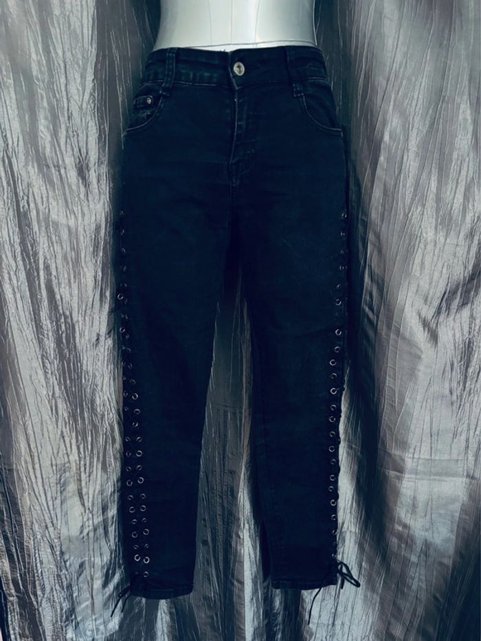 Jean slim black washed avec lacets sur les côtés blue & bluze L/40