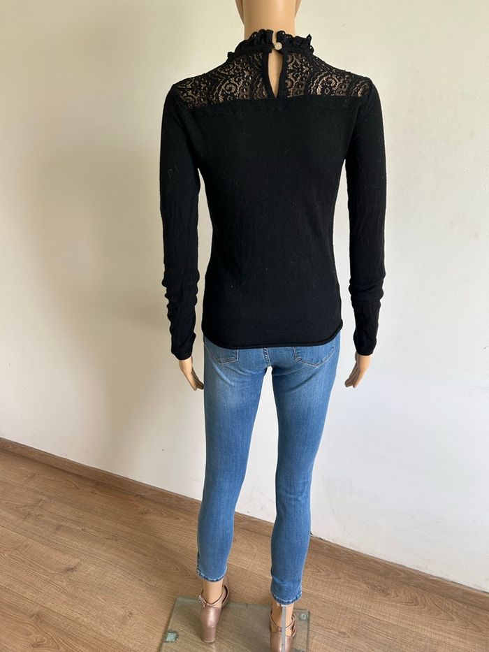 Pull noir avec dentelle Morgan taille XS bon état - photo numéro 6