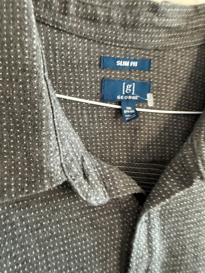 Chemise / Surchemise vintage George en coton taille XXXL couleur grise & blanche - photo numéro 2