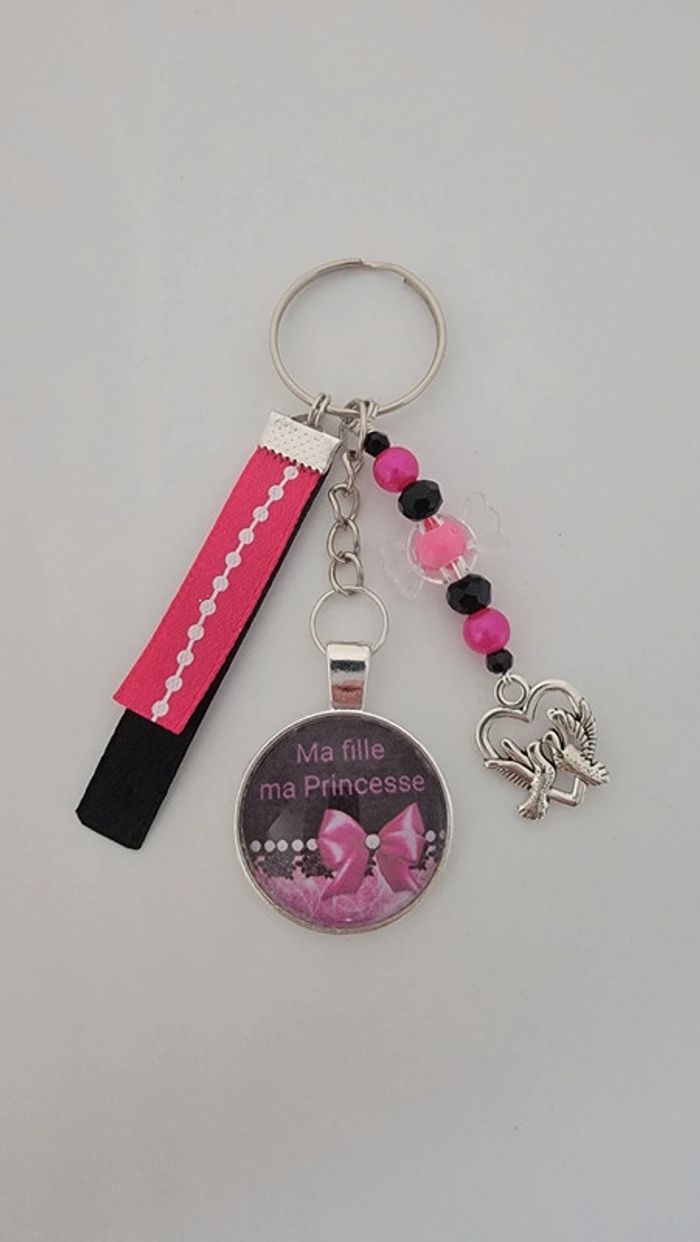 Cadeau ma fille, porte clé message bijoux de sac " ma fille ma princesse"