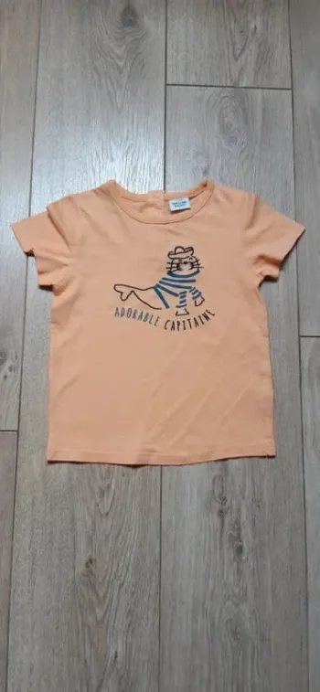Tee-shirt MC tape à l'oeil orange "adorable capitaine" 36m en très bon état