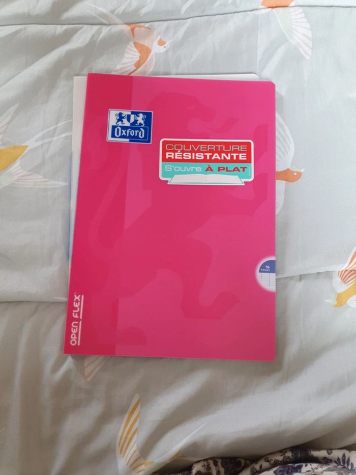 Lot de 2 cahiers oxford rose et blanc, couverture résistante s'ouvre à plat - photo numéro 4