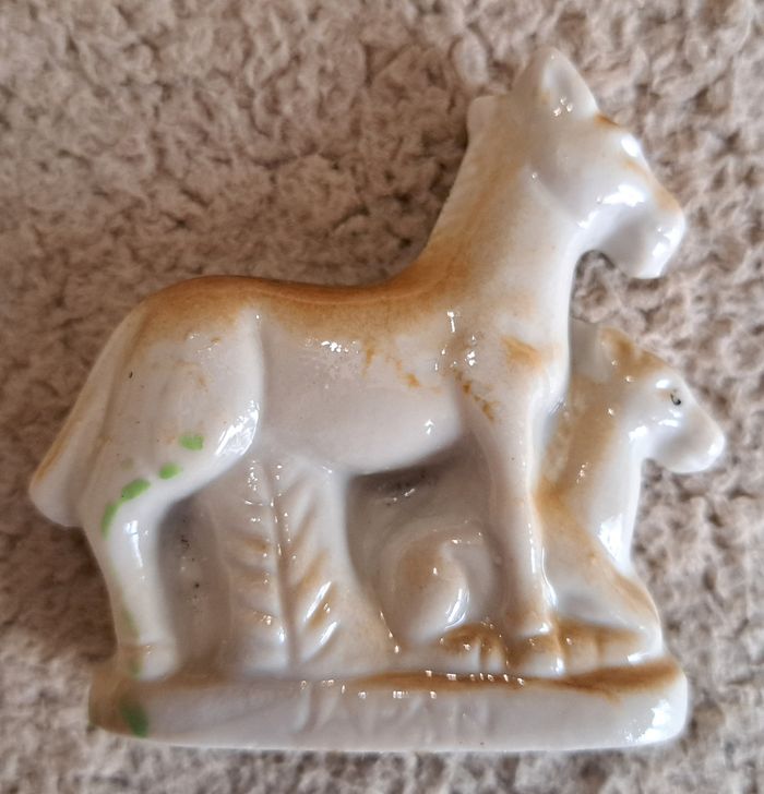 🗿 Statuette en céramique - chevaux, notée Japan - photo numéro 2