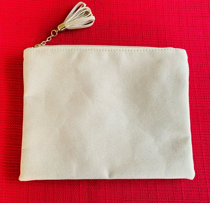 Trousse pochette beige ecru avec pompon Rodier Damart - photo numéro 2