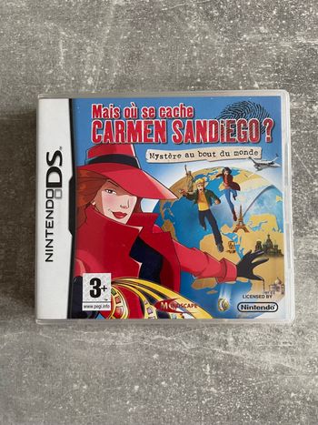 Jeu pour Nintendo DS Mais où se cache Carmen Sandiego, mystère au bout du monde en français.