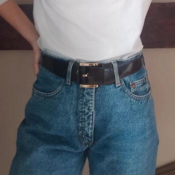 Ceinture cuir Infinitif marron grosse boucle dorée