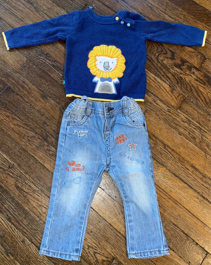 Pull sergent major et jeans tao 12 mois