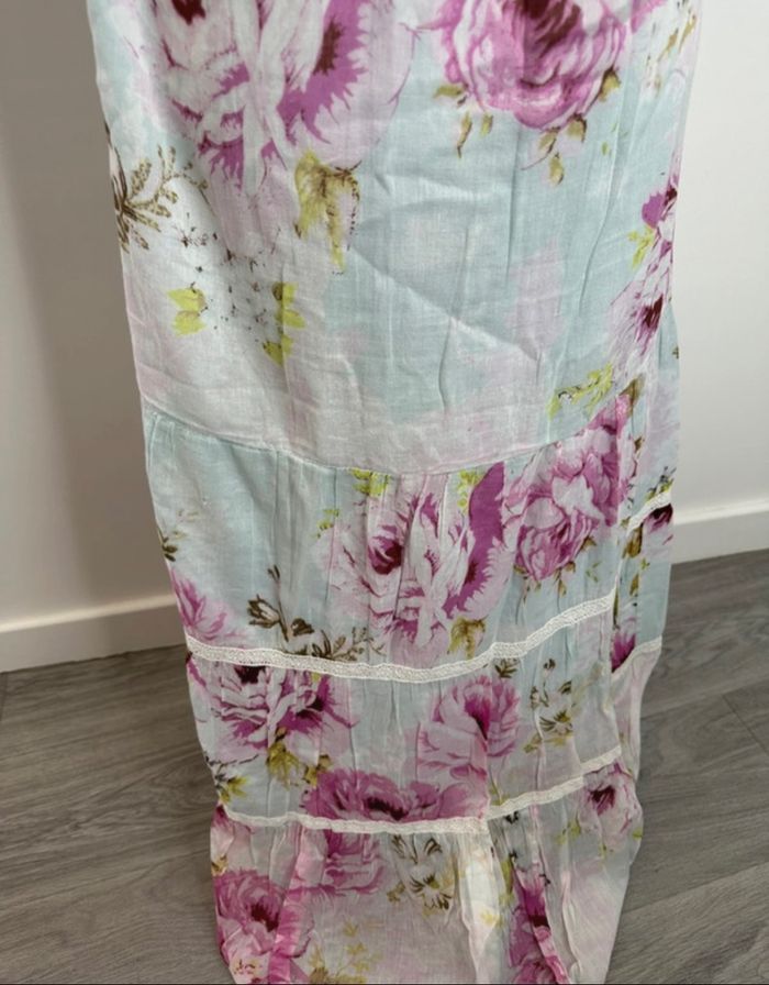 Robe longue à fleurs pastel bleu clair pastel et rose Ellos T36 S - photo numéro 6