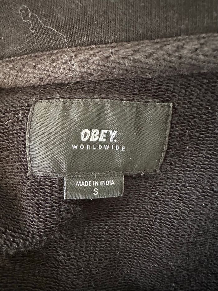 Sweatshirt demi zip noir et bleu Obey TS - photo numéro 9