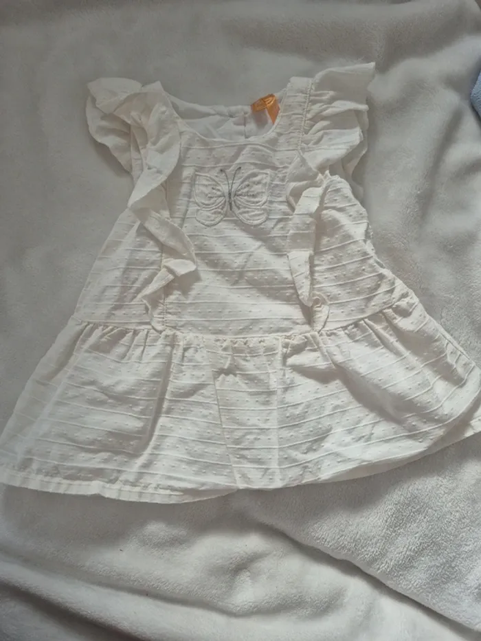 Robe blanche papillon 3 mois orchestra 60 cm