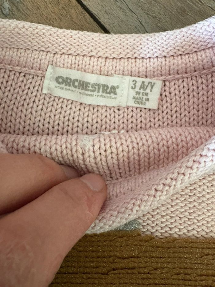 Joli pull étoile fille rose gris 3 ans orchestra - photo numéro 2