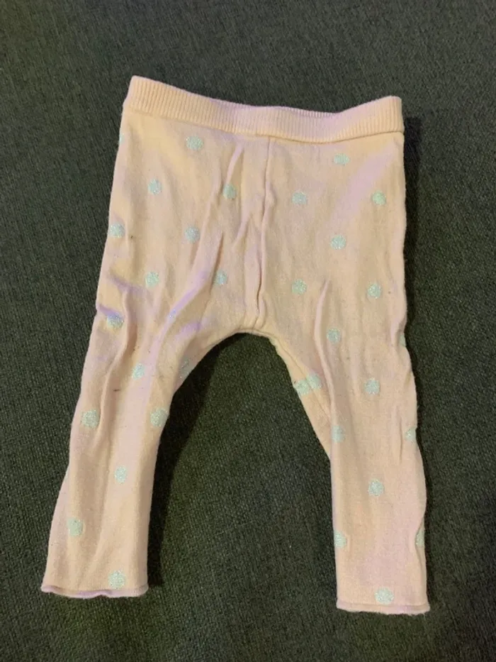 Pantalon chaud rose pale à pois