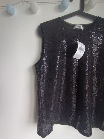 Blouse noire à strass Mango Taille S Neuf avec étiquette