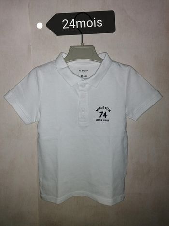 Polo blanc La halle 24mois-86cm, état neuf