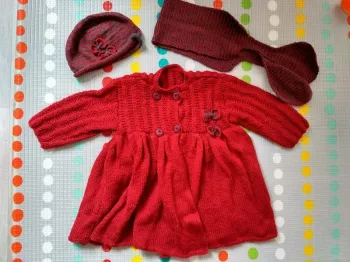 Manteau + bonnet et écharpe fait main 3 ans