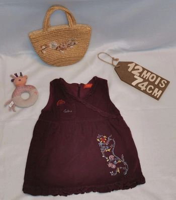 Robe 👣 velours violine tissaia 12mois/74cm