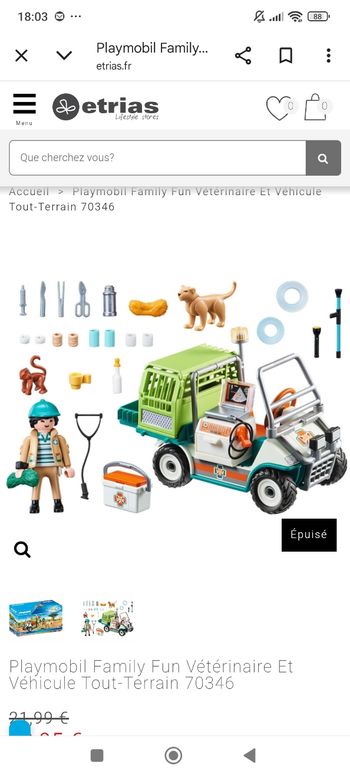 Playmobil vétérinaire et véhicule tout terrain 