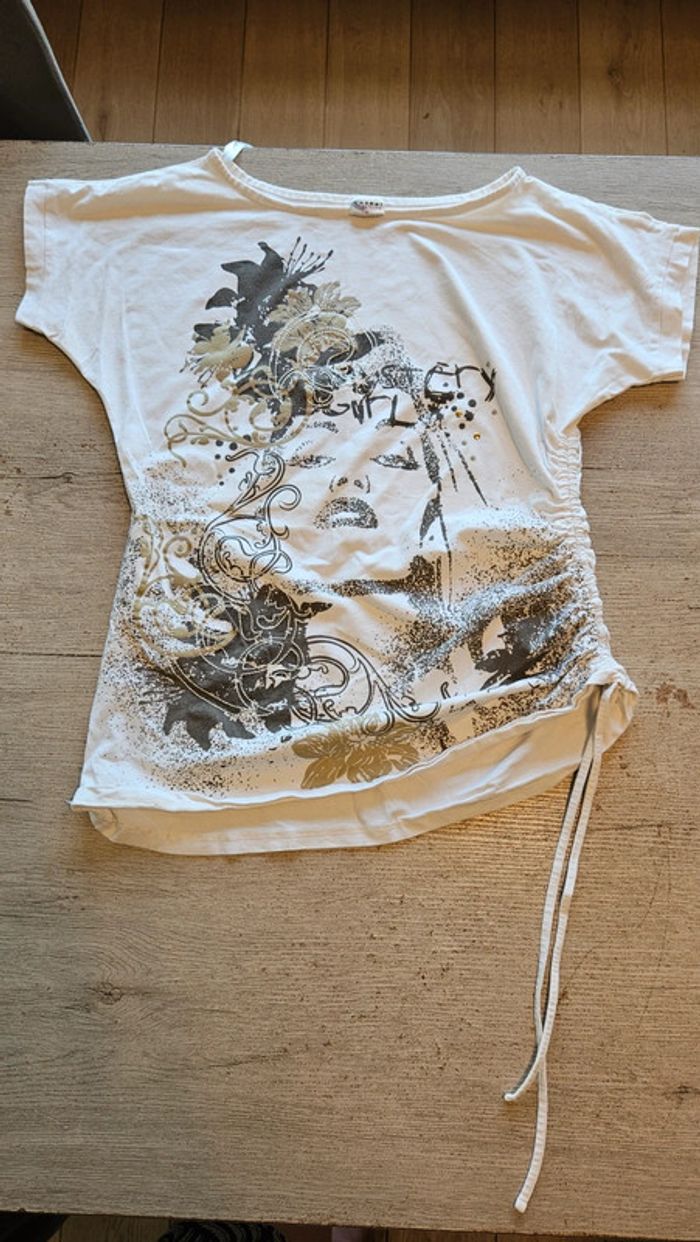 T shirt blanc épais à manches courtes élastique, Casual Clothing, XL - photo numéro 2