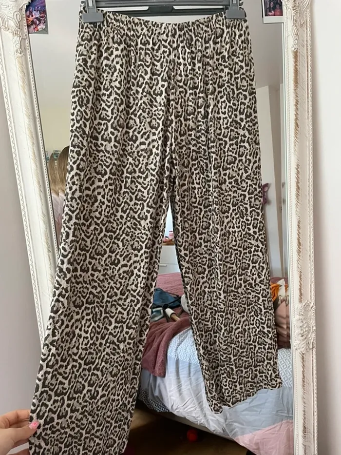 pantalon léopard effet lin taille haute - photo numéro 2