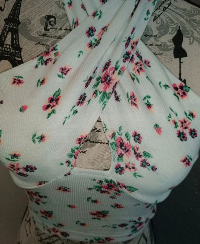 Crop top fleurie femme - photo numéro 3
