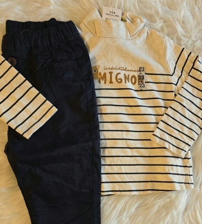 Neufs (non portés) 🏷🏷🤩😍 superbe ensemble sous pull et pantalon doublé 23mois Garçon 😍🤩💙 - photo numéro 8
