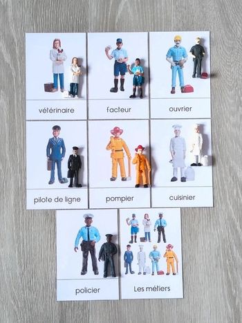 Cartes de nomenclature des métiers avec figurines