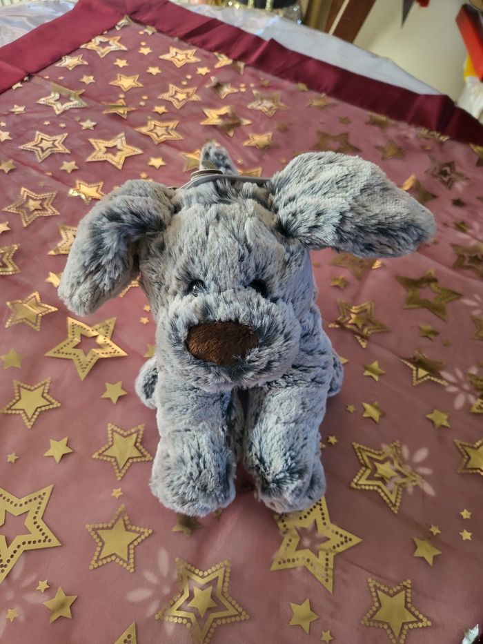 Peluche chien 🐕 velours gris