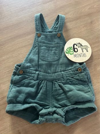Salopette short verte gaze de coton