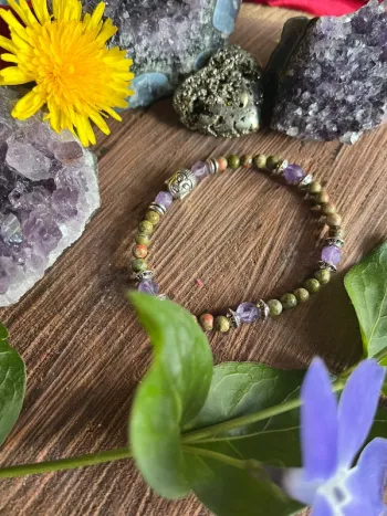 Bracelet en Améthyste et Unakite