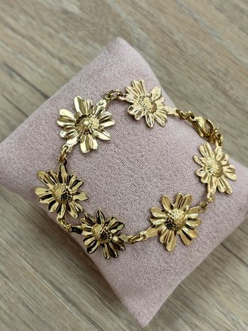 Bracelet femme doré acier inoxydable fleurs