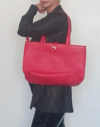 Grand sac à main uni rouge chic neuf