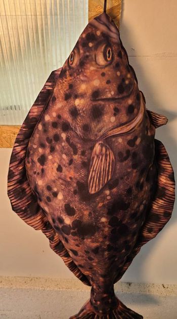 Coussin plat et moelleux Halibut 100 cm peluche poisson