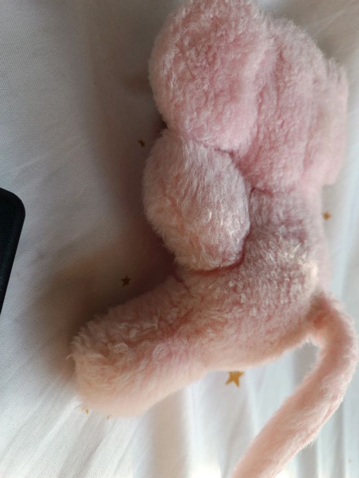 Petite peluche small doudou plush éléphant souris mouse rose pink ajena vintage vtg boulgom hochet - photo numéro 7