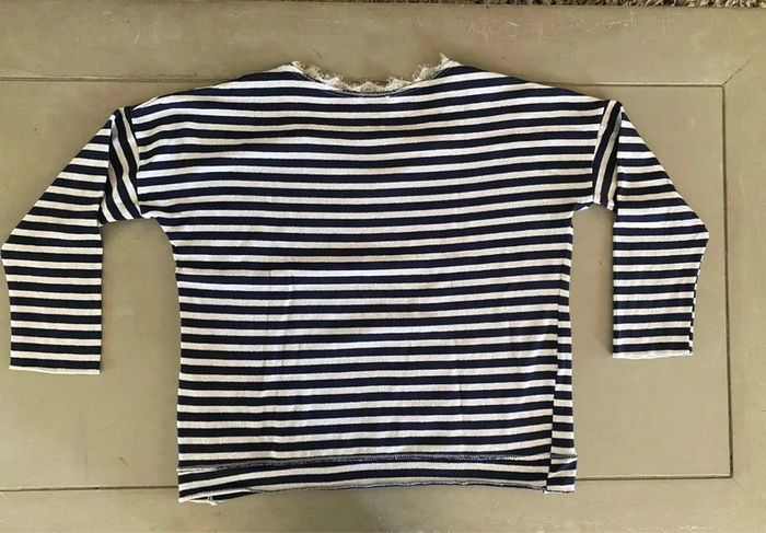 Pull Marinière en maille blanche et marine à rayures taille M - photo numéro 18