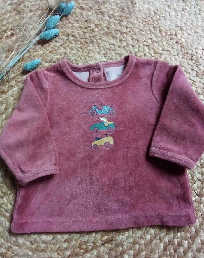 Pyjama prune 2 pièces en velours Vert Baudet 3 mois - photo numéro 2