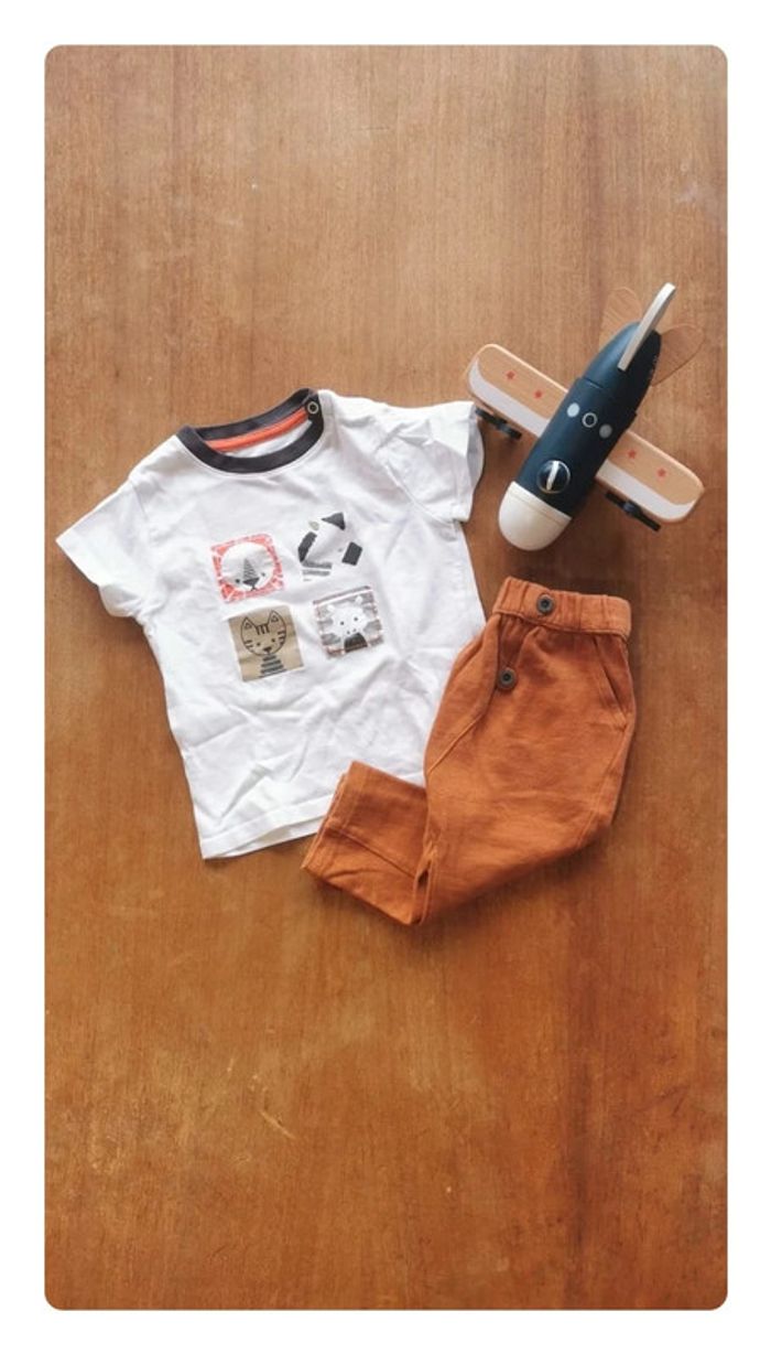 👶Ensemble Obaïbi Verbaudet tee-shirt et sarouel 6mois garçon 👶