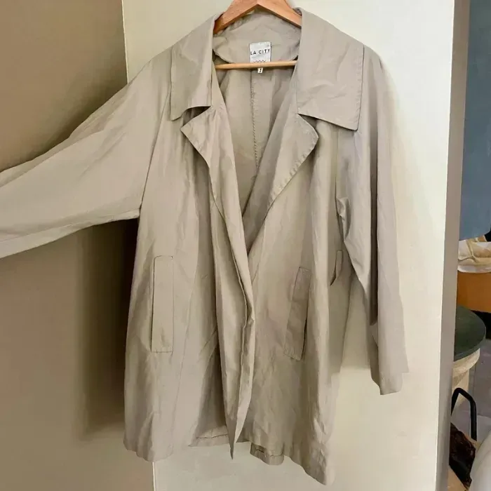 Veste trench beige La City T38-40 coupe droite fluide, col à revers, mi-saison léger V038 - photo numéro 4